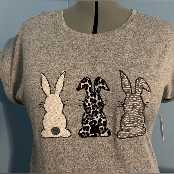 3 Patterned Rabbit Top * Soft & Stretchy * size XL Ladies Teens * Bunny Shirt * - Picture 2 of 10